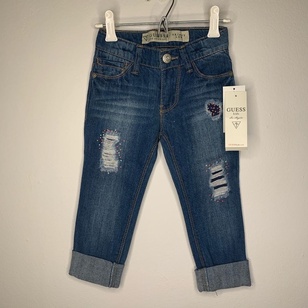 Guess little girls frayed jeans NWT 4t